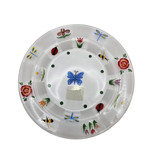 Lenox Natures Splendor Glass Dessert Plates 4 Hand-Painted Floral Insect Design - Picture 12 of 15